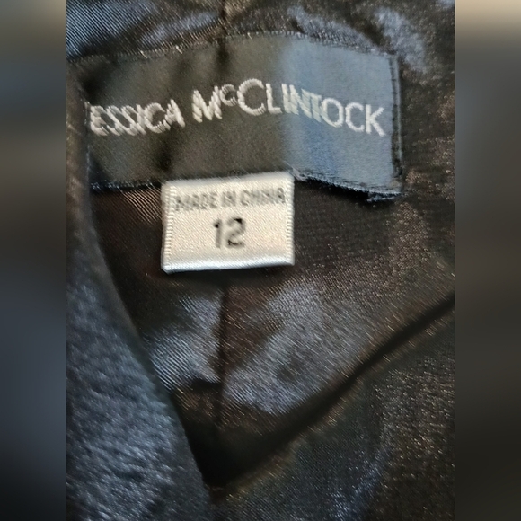 Vintage Jessica McClintock 80's Pink & Black Lace Midi Dress Size 12 HOCO Whimsy - Picture 8 of 9